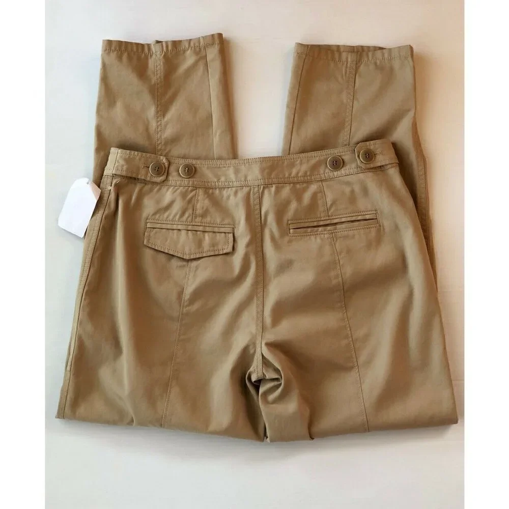 $229 Nordstrom Signature Women's Crop Pants Beige Cement Size 4 NWOT - Picture 3 of 16